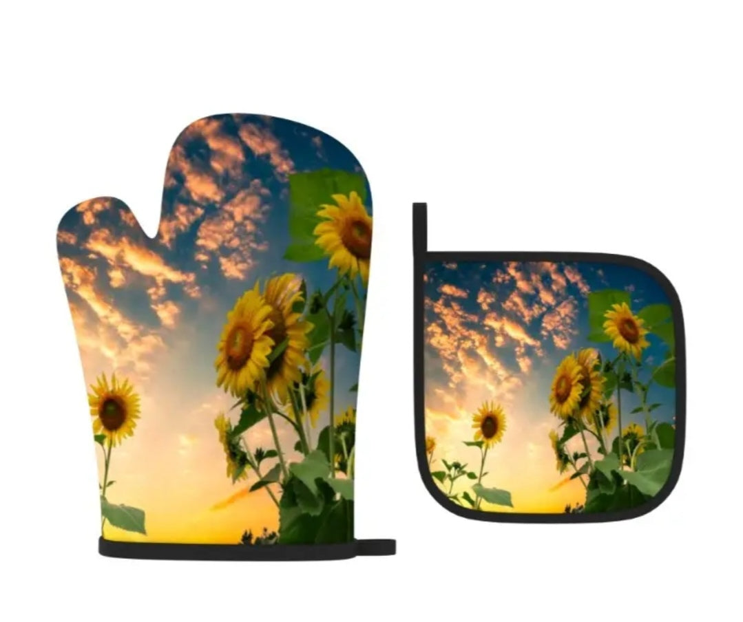 Oven mittens sunflower