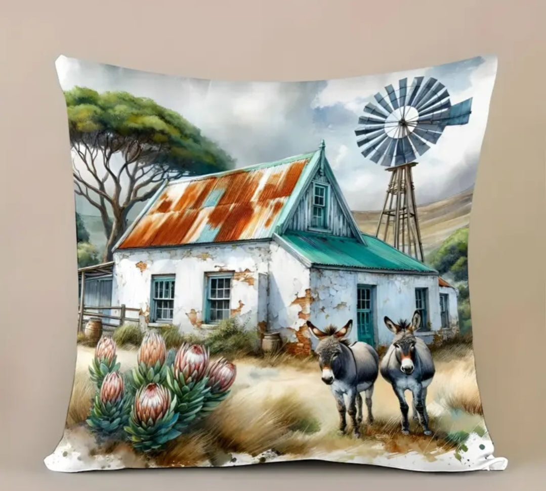 Single print donkey cushion cover