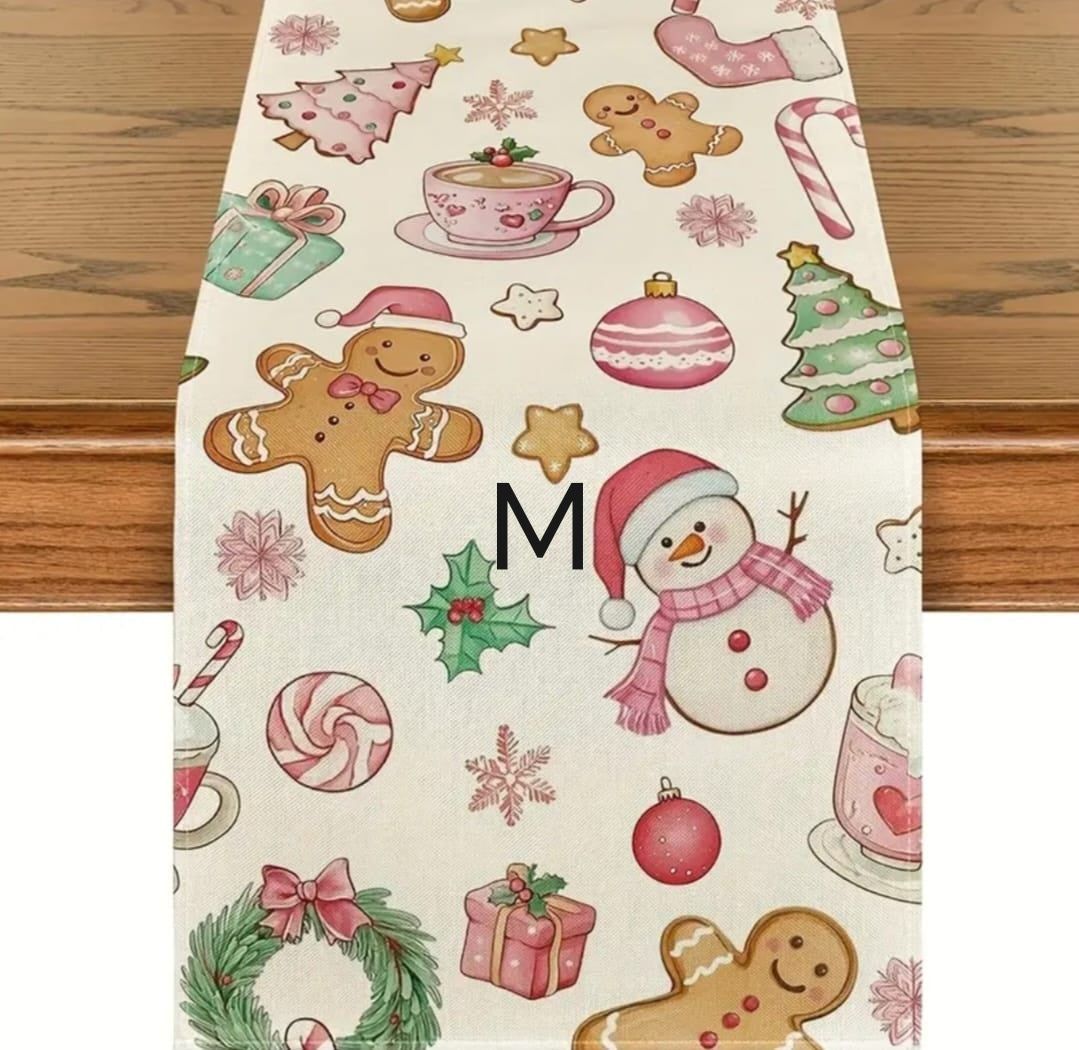 Pink Xmas table runners