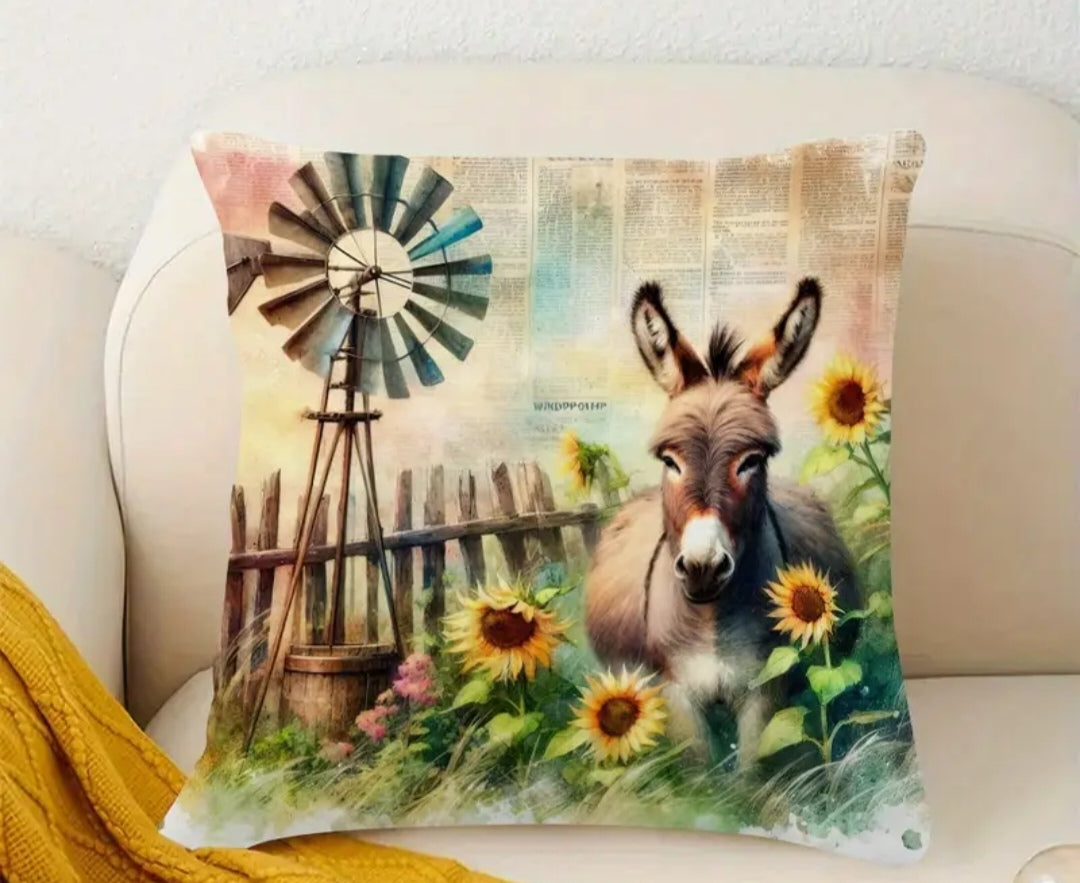 Single print donkey cushion cover