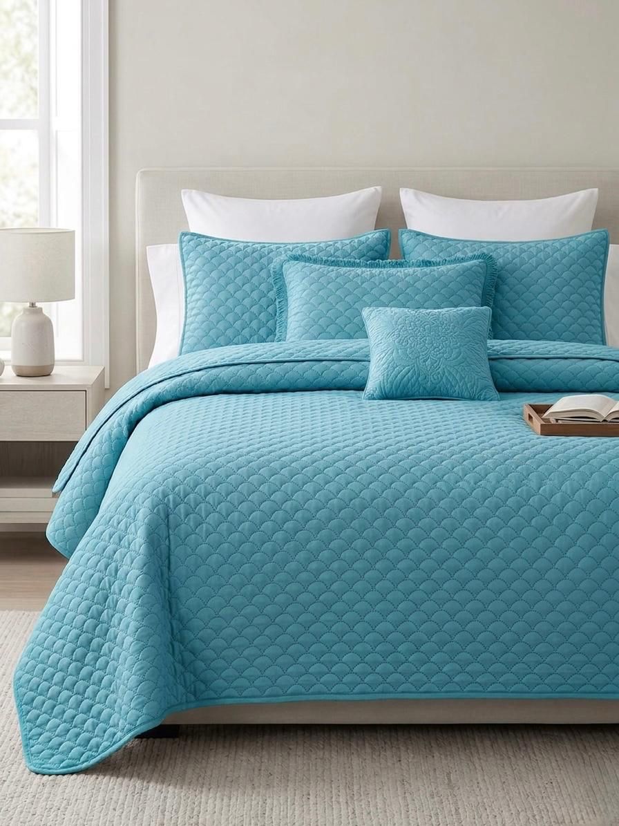 Premium Embossed Oxford Bedspread Set – King Size | 16 Elegant Colours