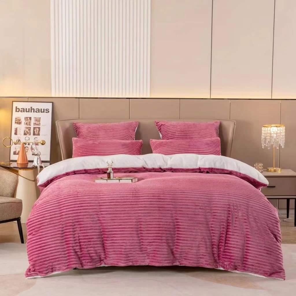 Ribbed Flannel Comforter Set