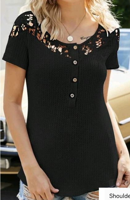 Black Tshirt with lace insert