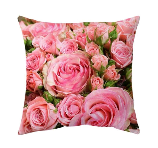 Romantic rose print cushion cover