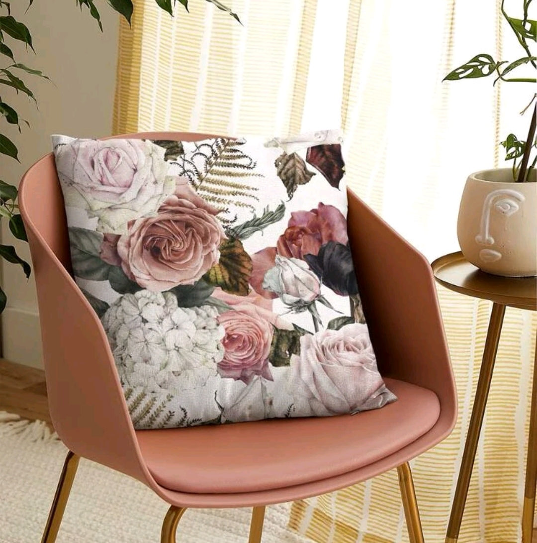 Modern flower print cushion cover