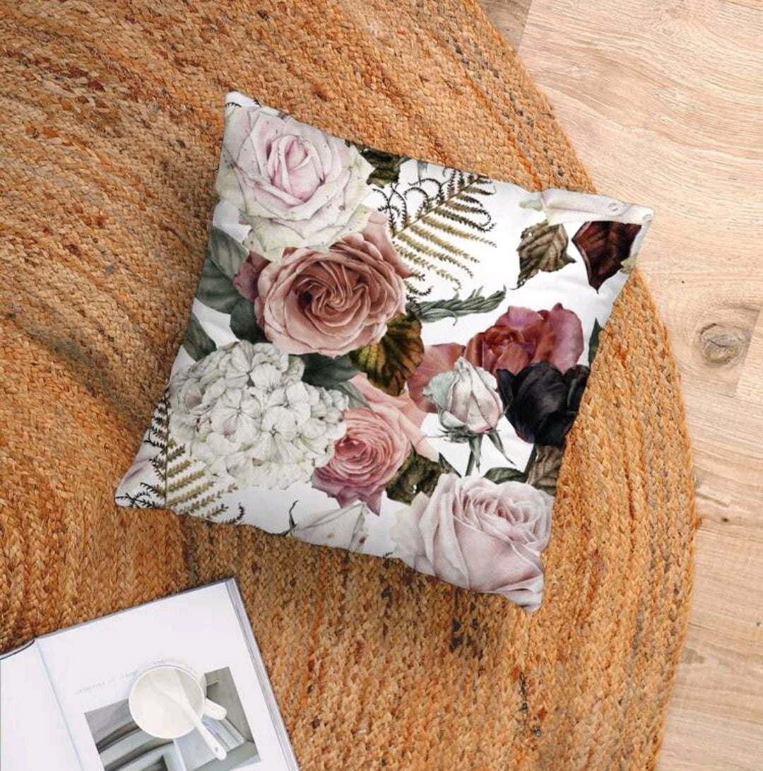 Modern flower print cushion cover