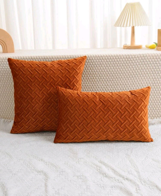 Burnt orange Embossed Cushion Cover