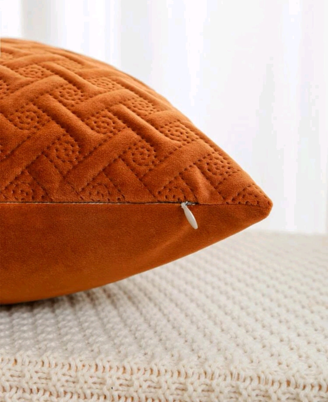 Burnt orange Embossed Cushion Cover