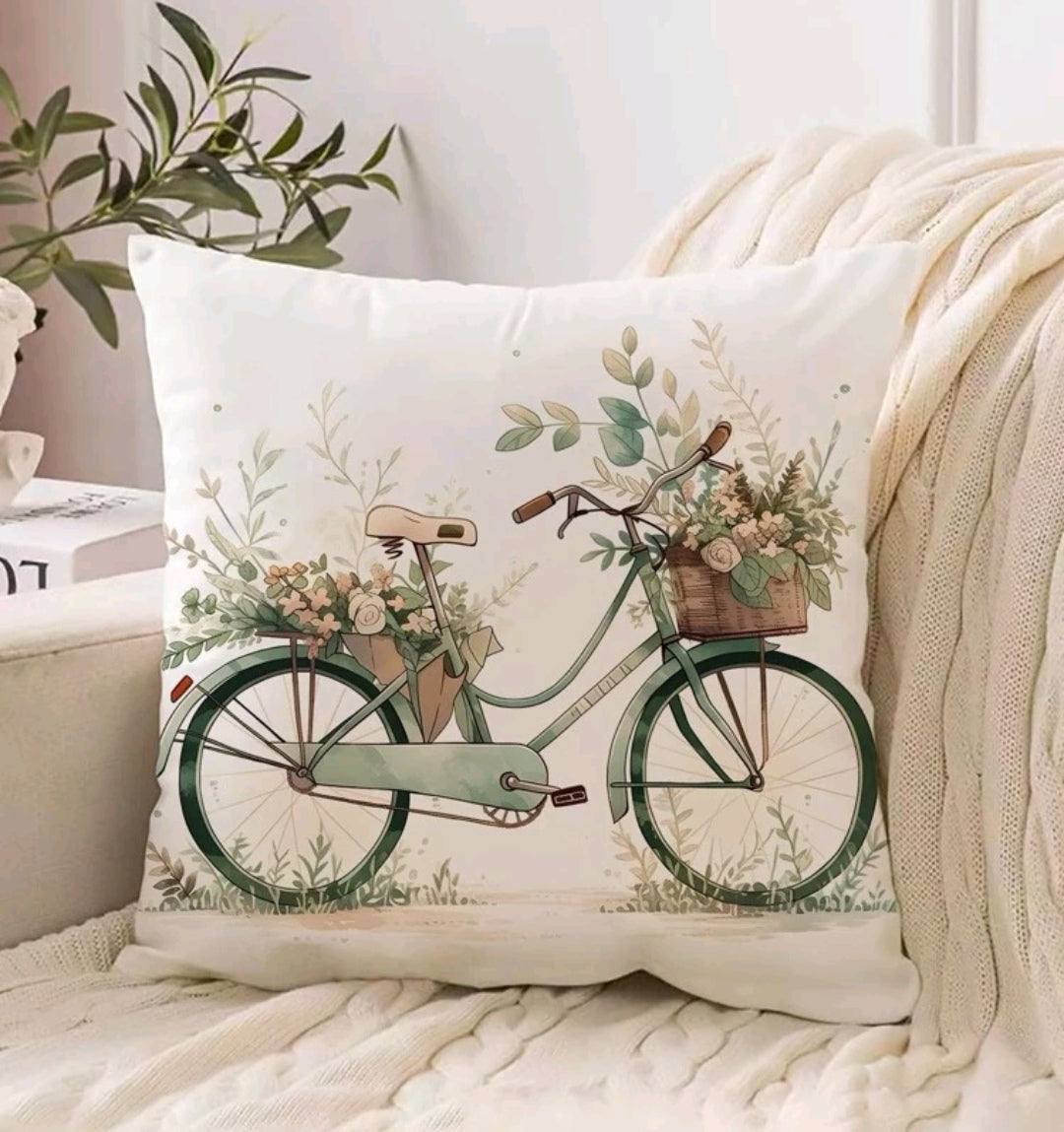 Bicycle Print Cushion Cover