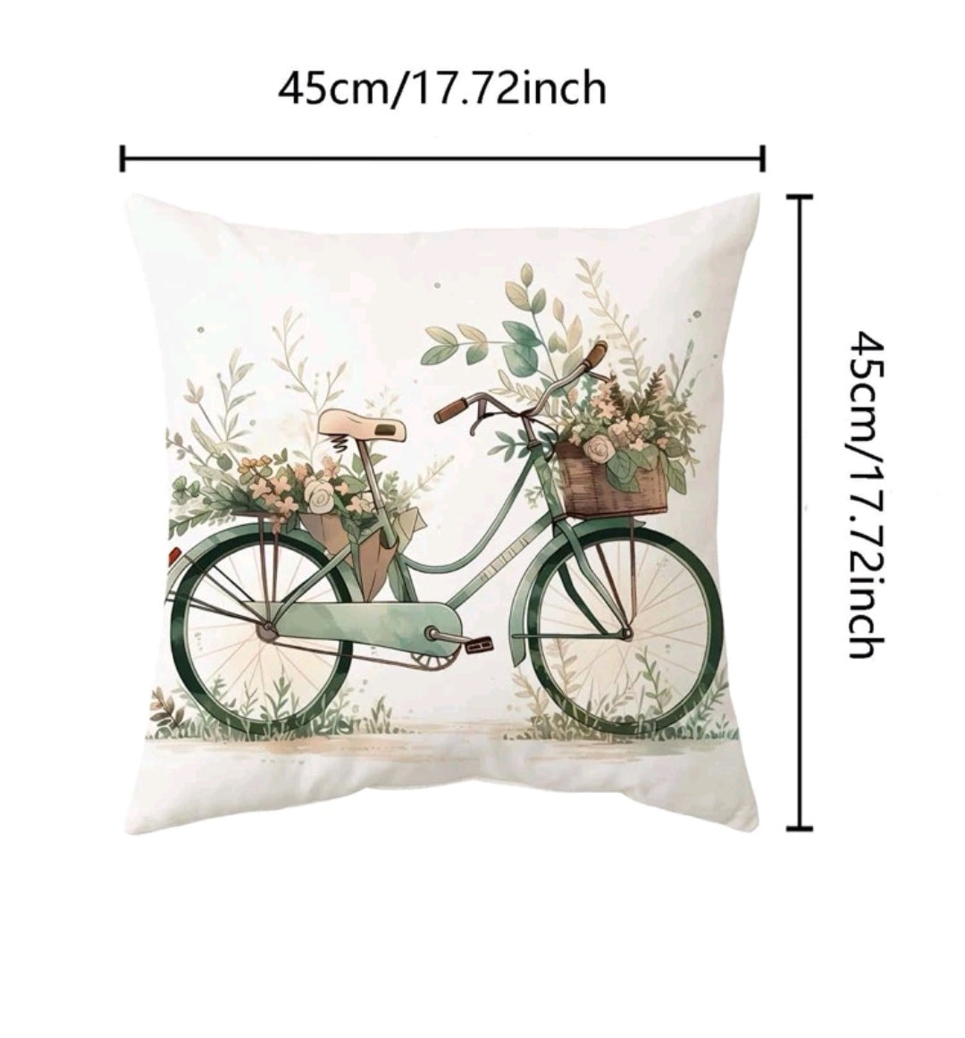 Bicycle Print Cushion Cover