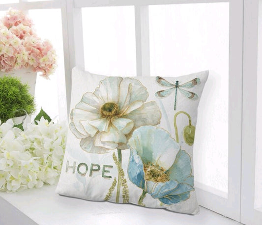 Butterfly and Flower Print Cushion Cover