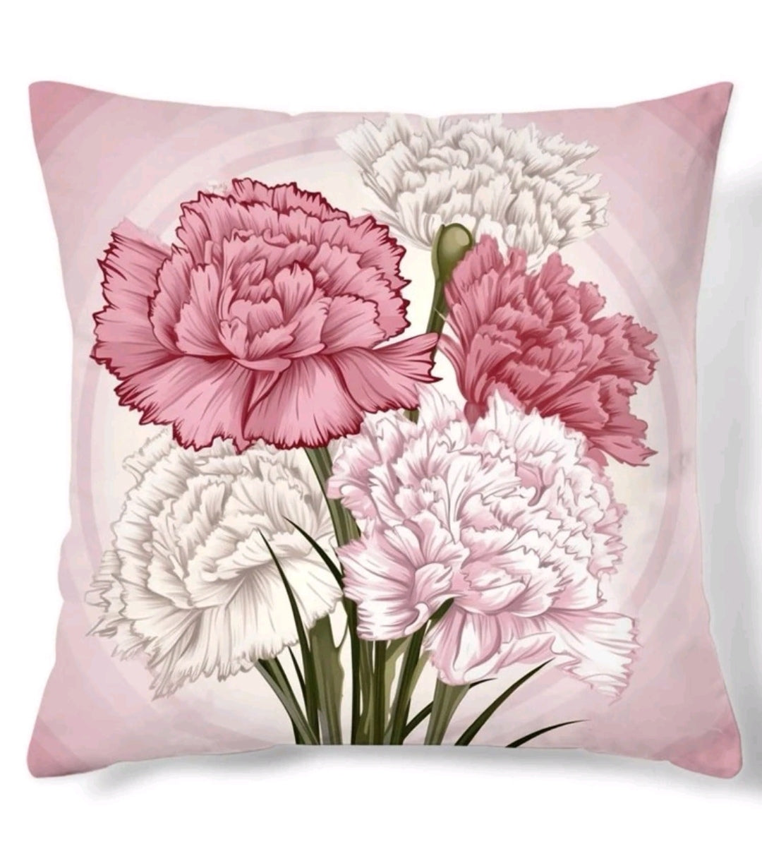 Carnation Print Cushion Cover