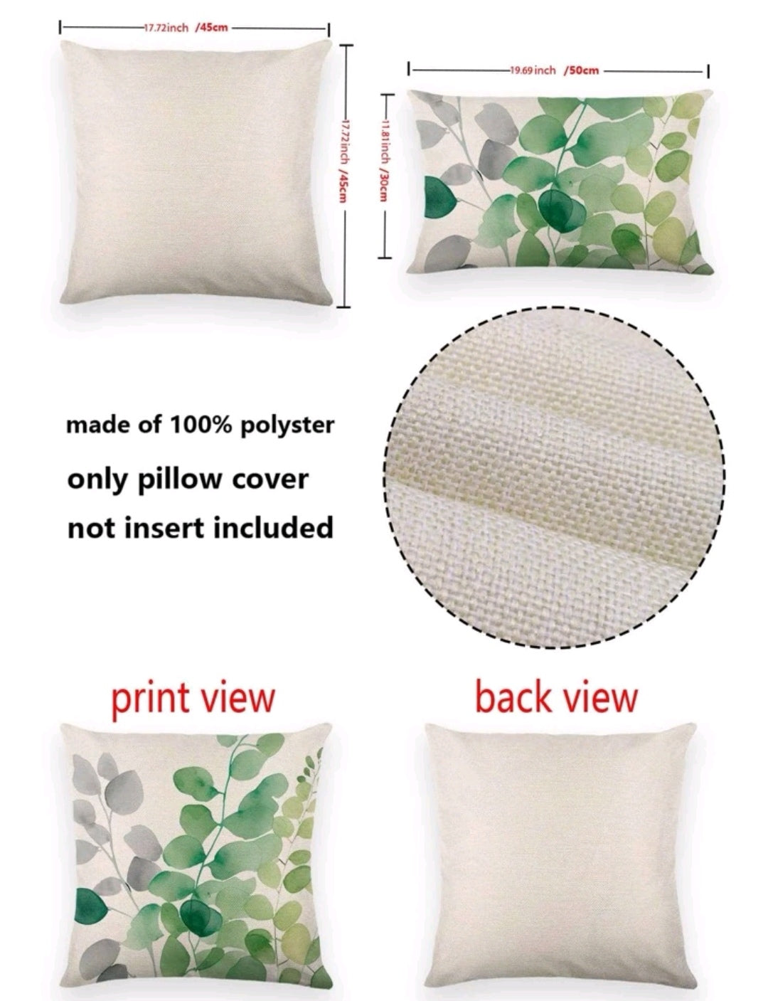 Leave Print Cushion Cover