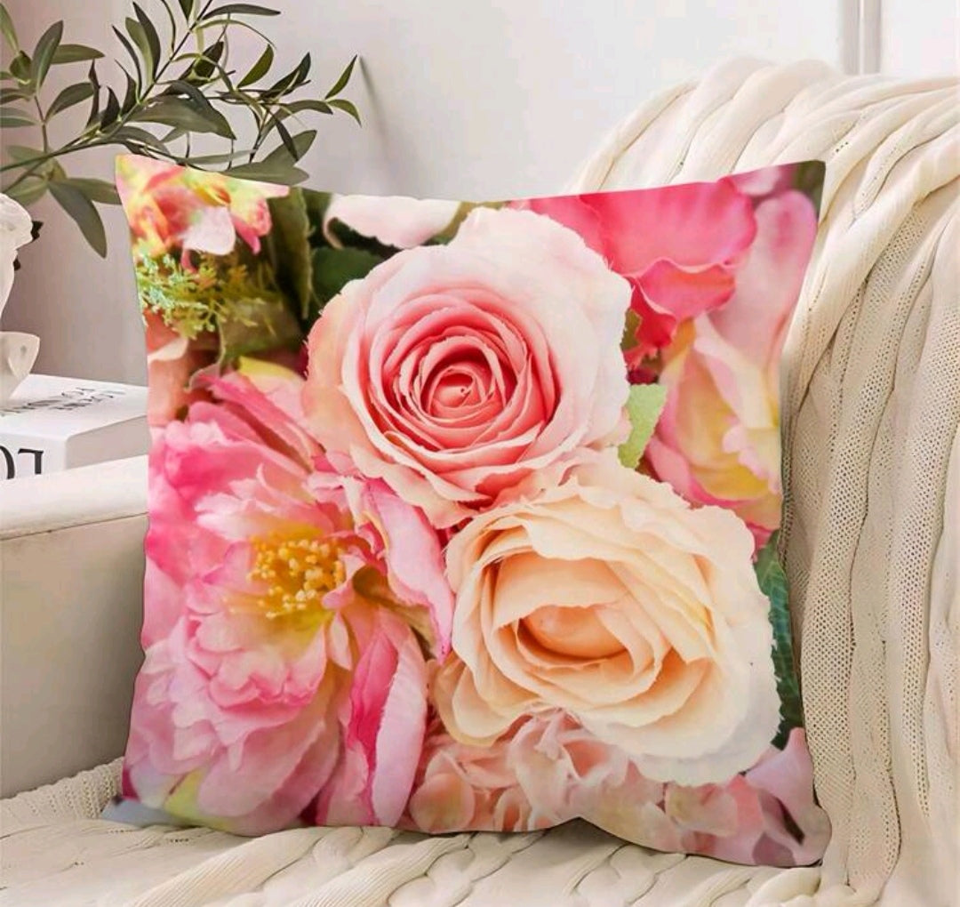 Rose Print Cushion Cover