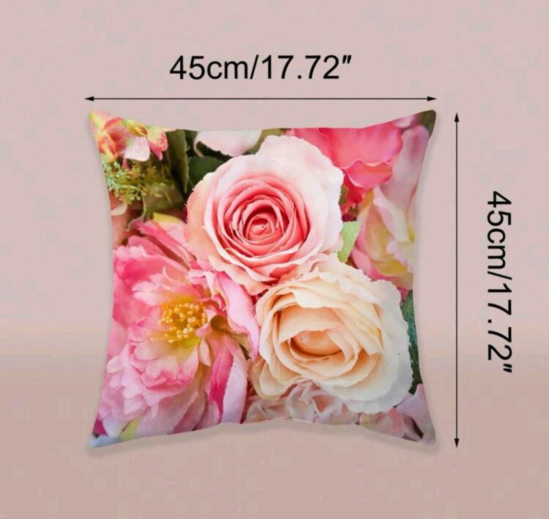 Rose Print Cushion Cover