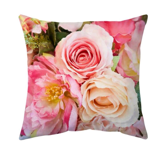 Rose Print Cushion Cover