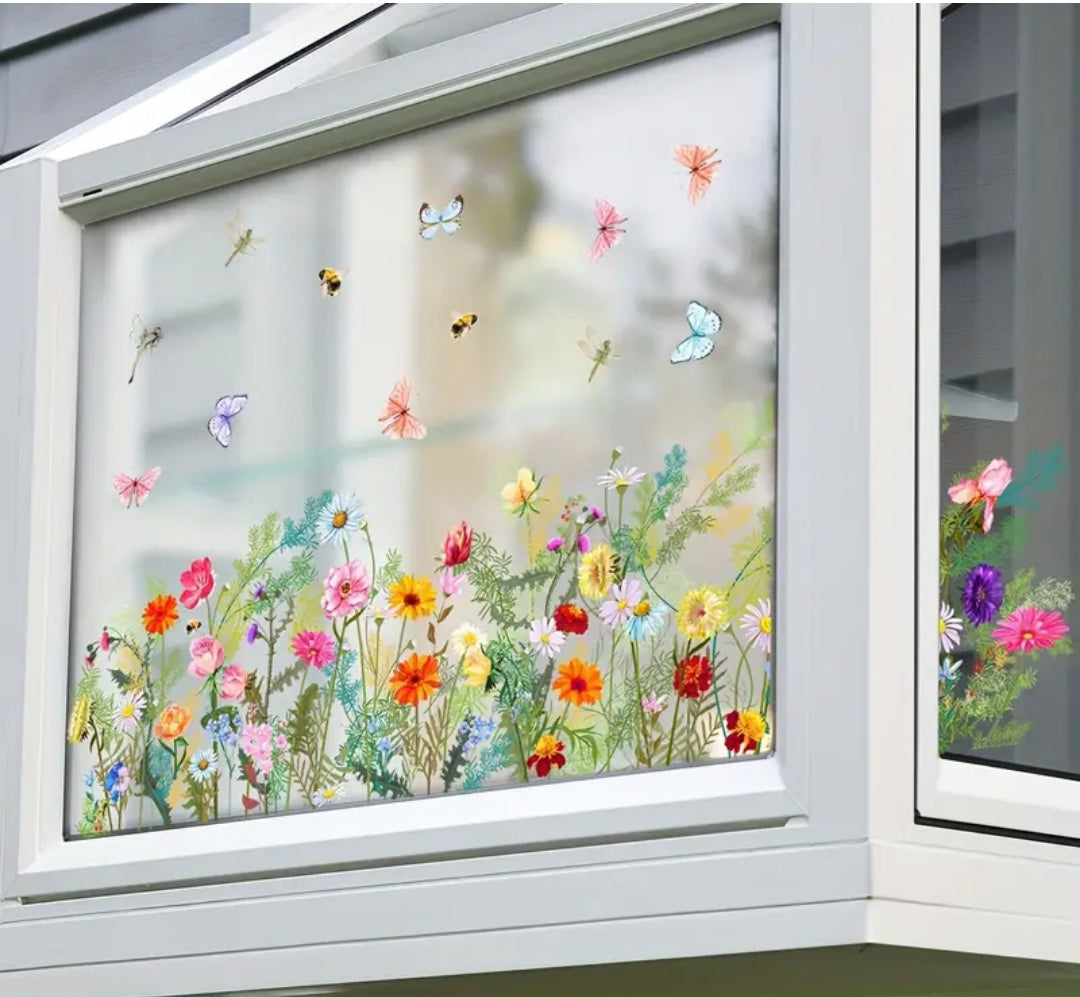 Flower and Butterfly Window Sticker