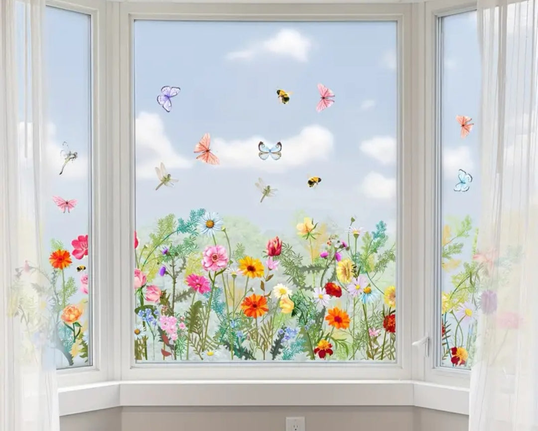 Flower and Butterfly Window Sticker