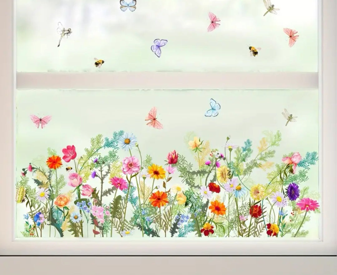 Flower and Butterfly Window Sticker