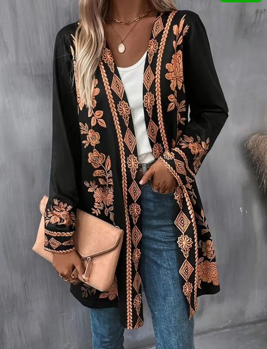 Floral Print open Cardigan