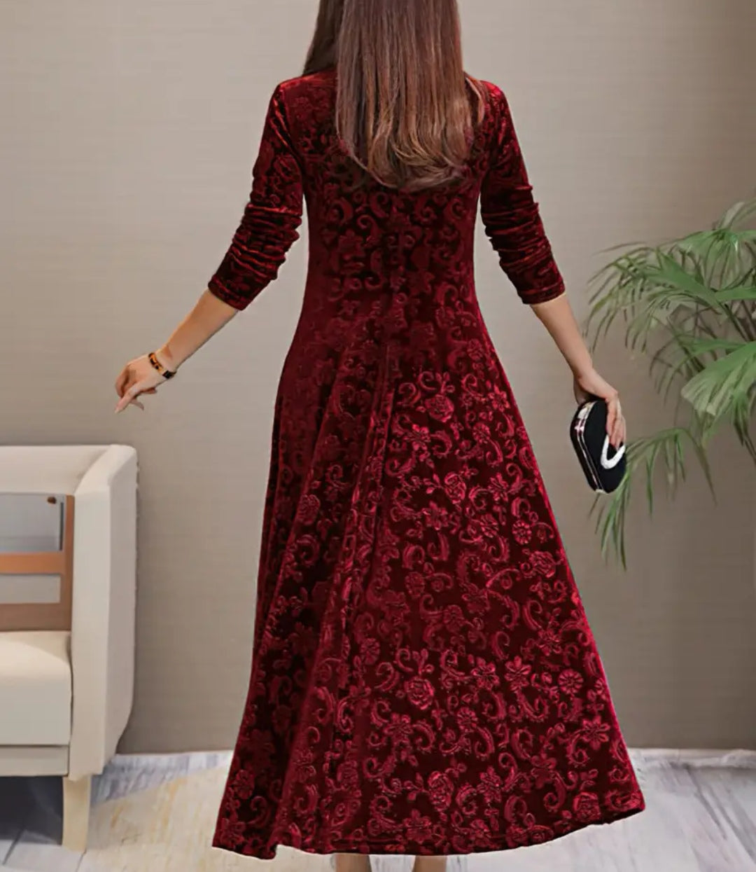 Velvet round neck dress