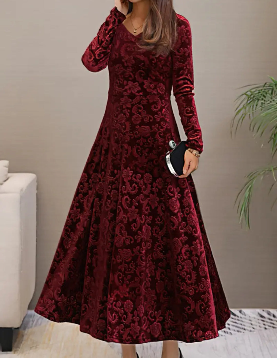 Velvet round neck dress