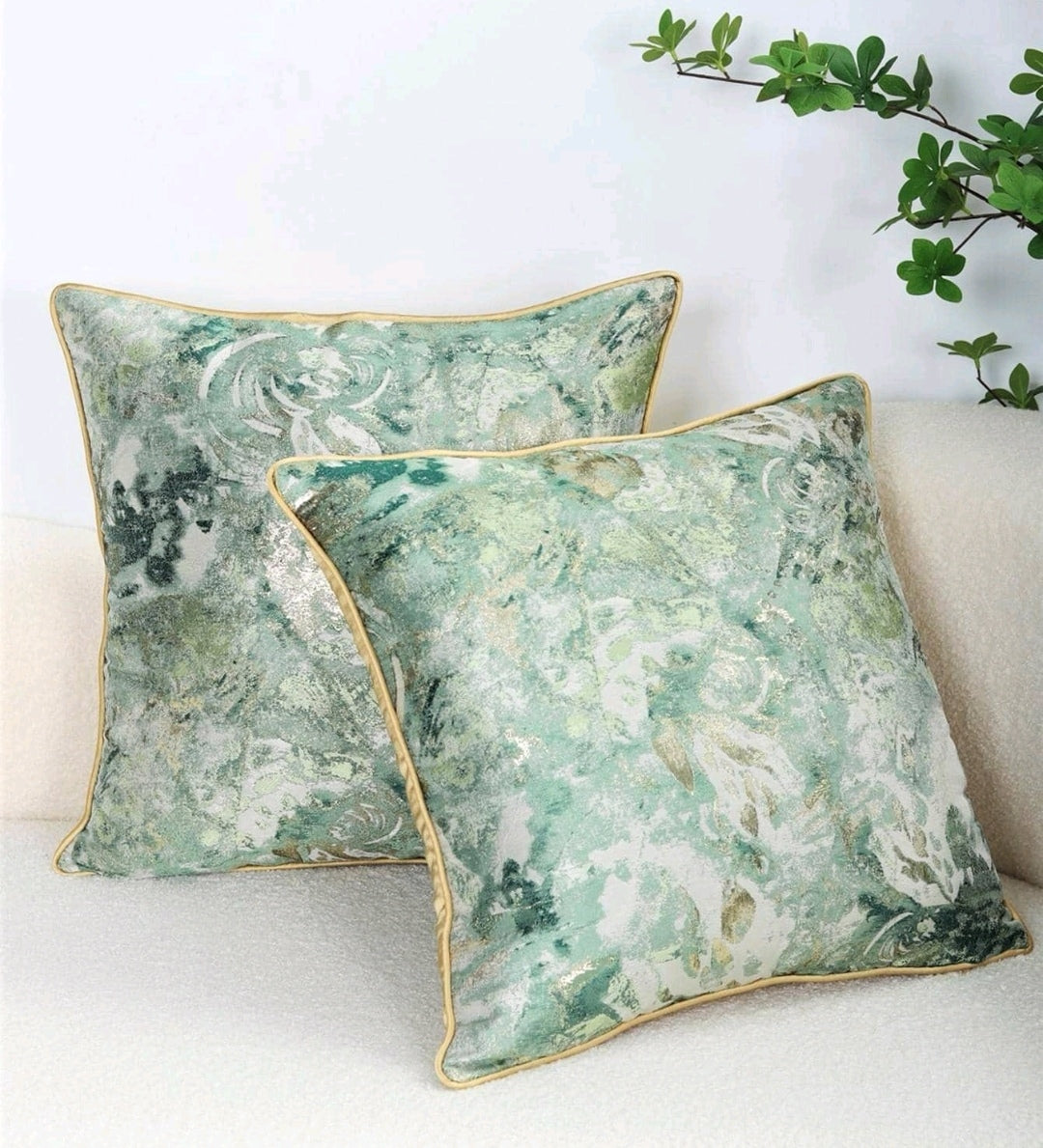 Green Print Cushion Cover