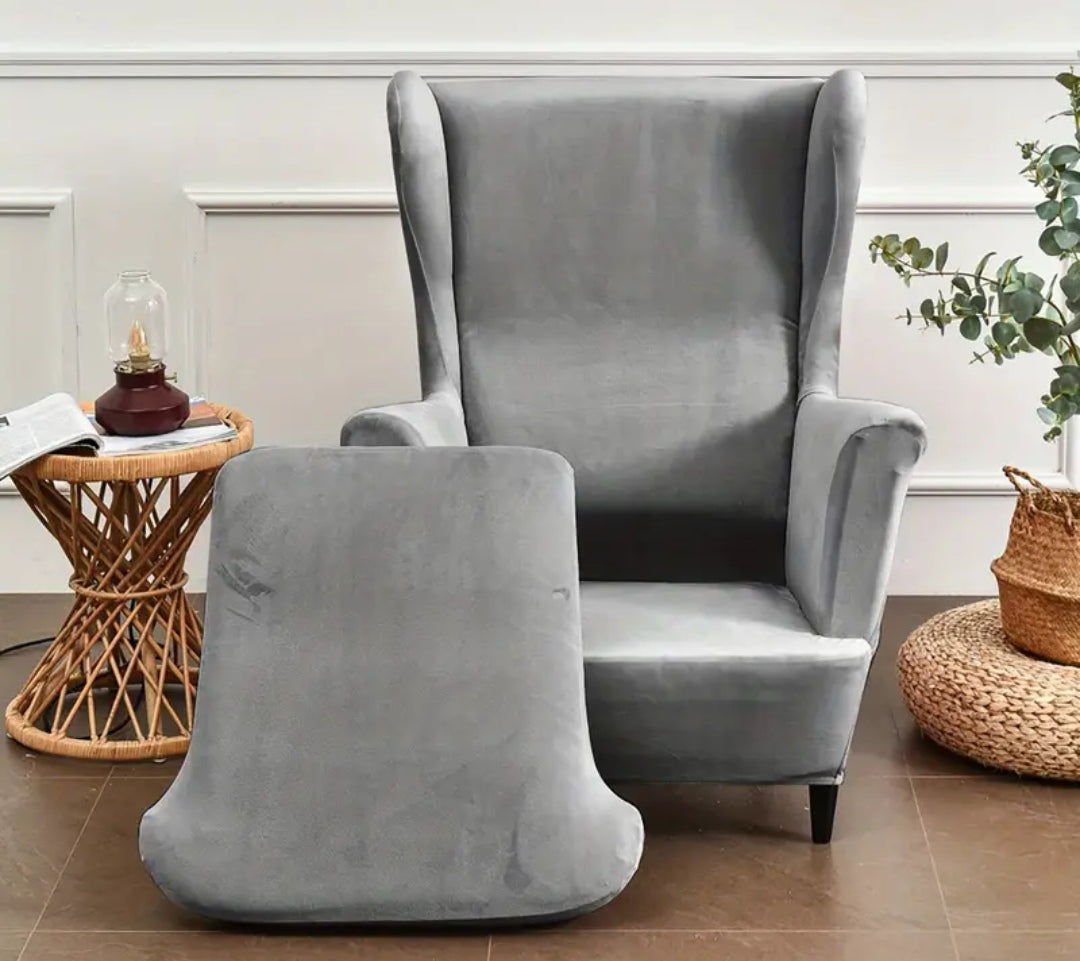 Velour wingback slipcovers