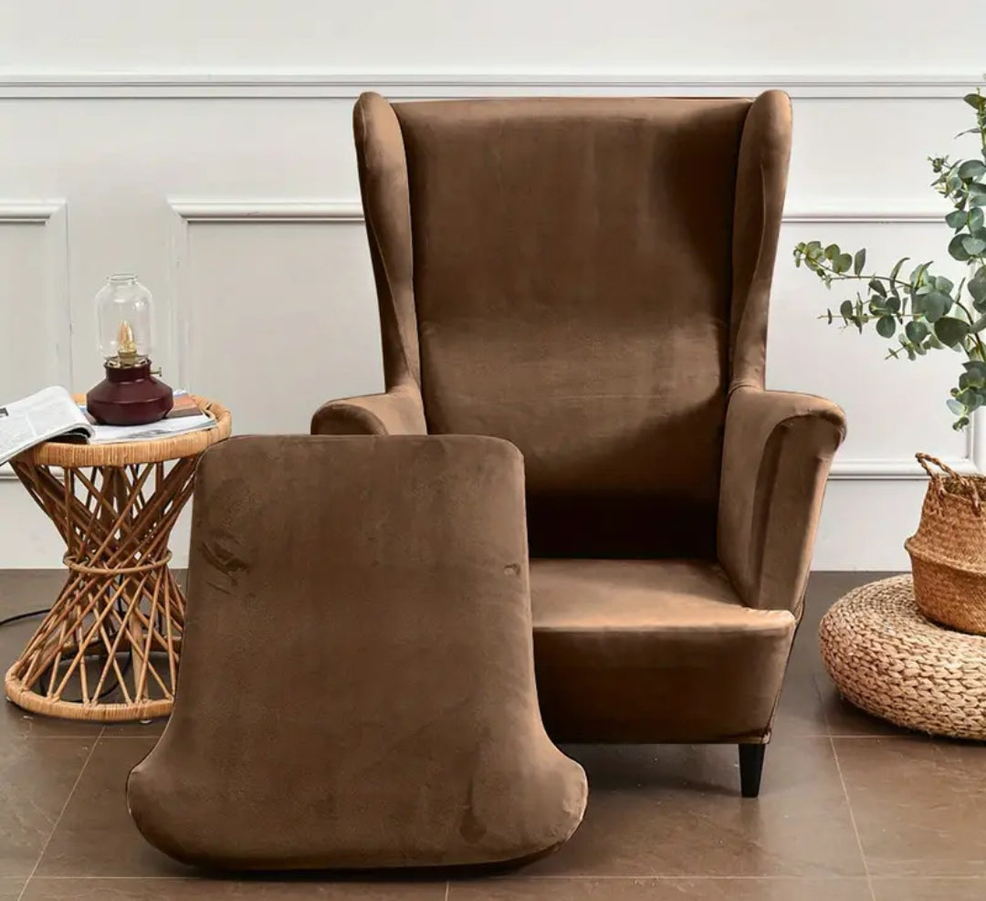 Velour wingback slipcovers