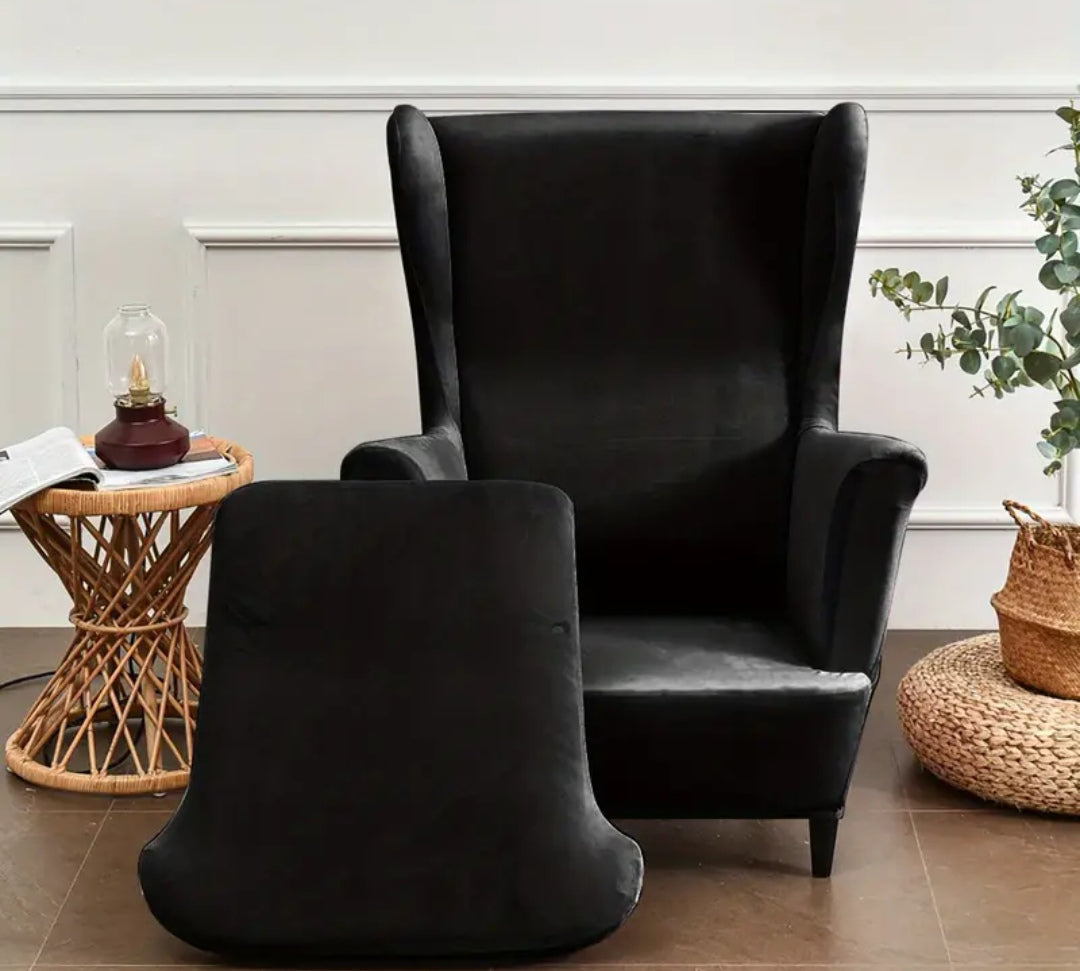 Velour wingback slipcovers