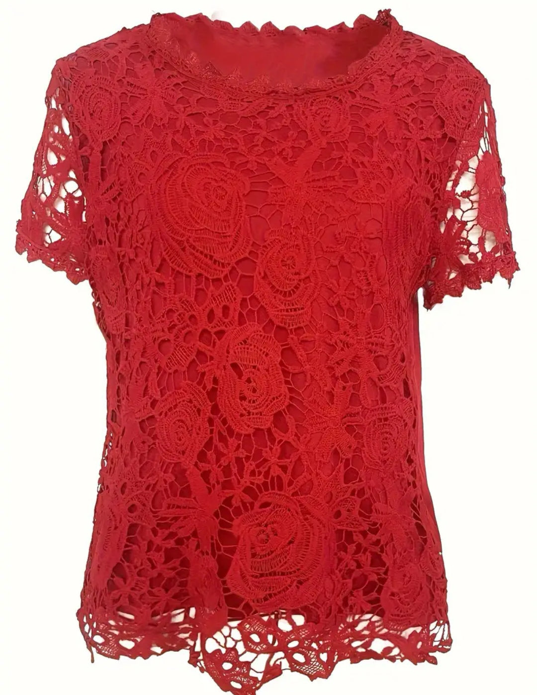 Lace crew neck top