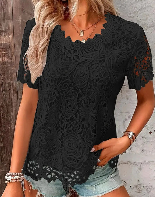 Lace crew neck top