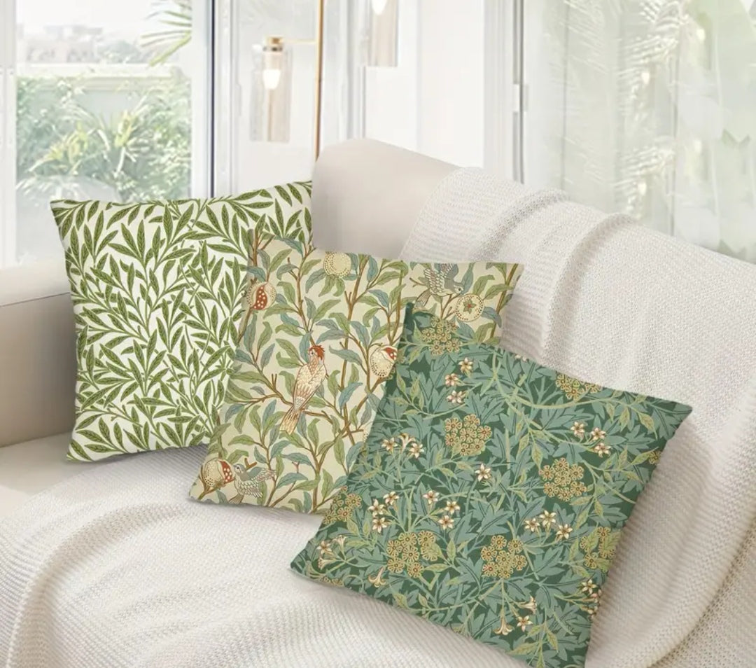 4pcs Green Floral Cushion Covers