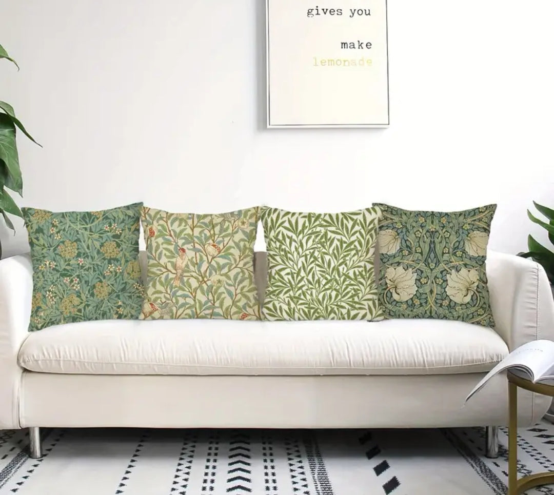 4pcs Green Floral Cushion Covers