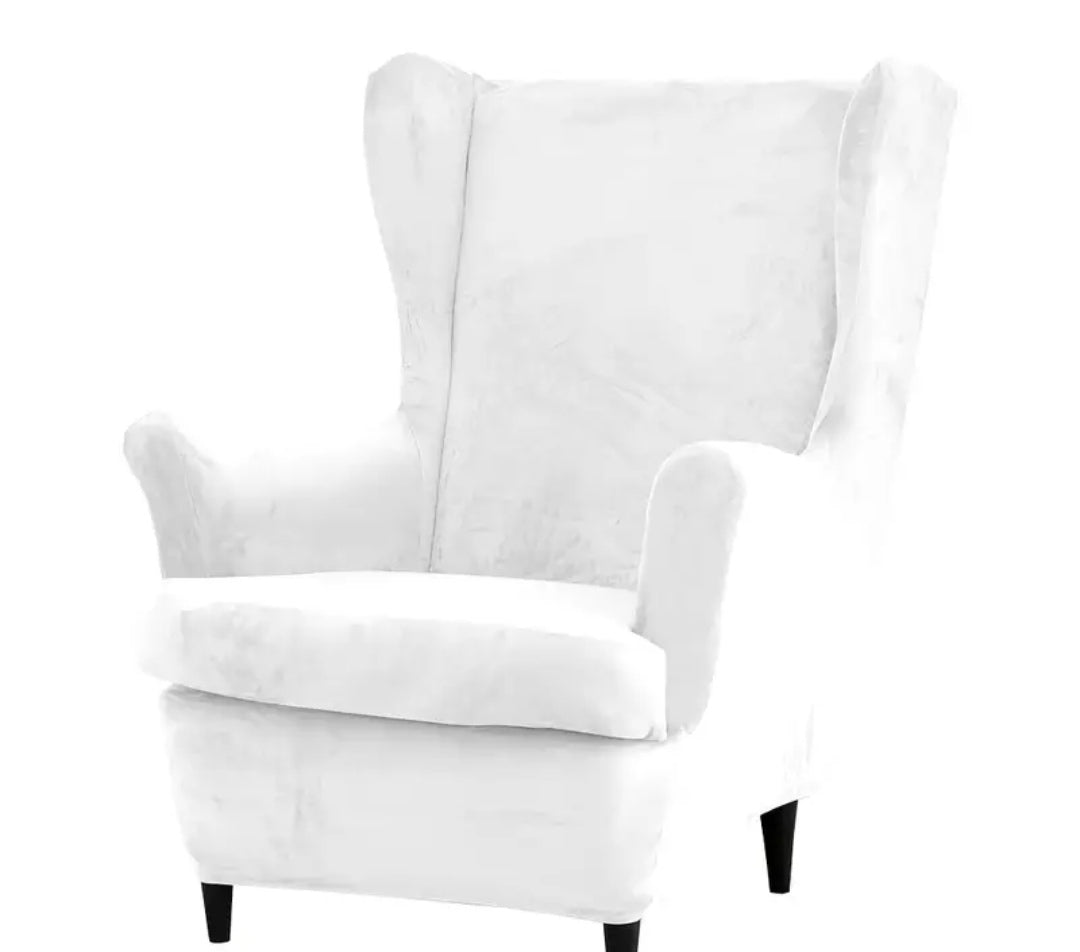 Velvet wingback slipcover