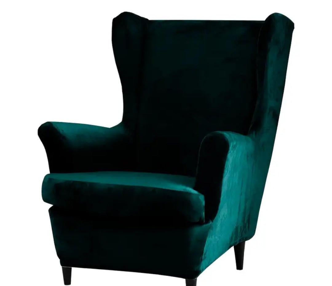 Velvet wingback slipcover