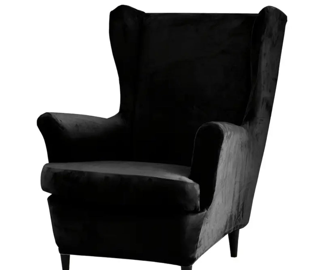 Velvet wingback slipcover