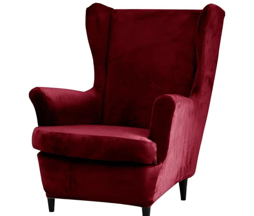 Velvet wingback slipcover