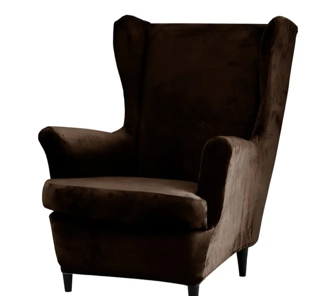 Velvet wingback slipcover