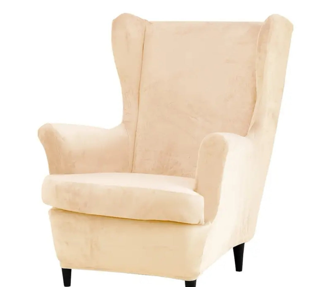 Velvet wingback slipcover