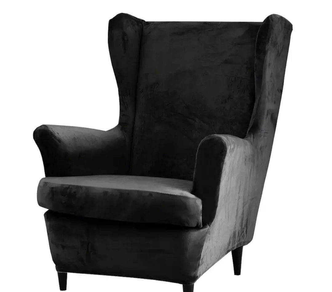 Velvet wingback slipcover