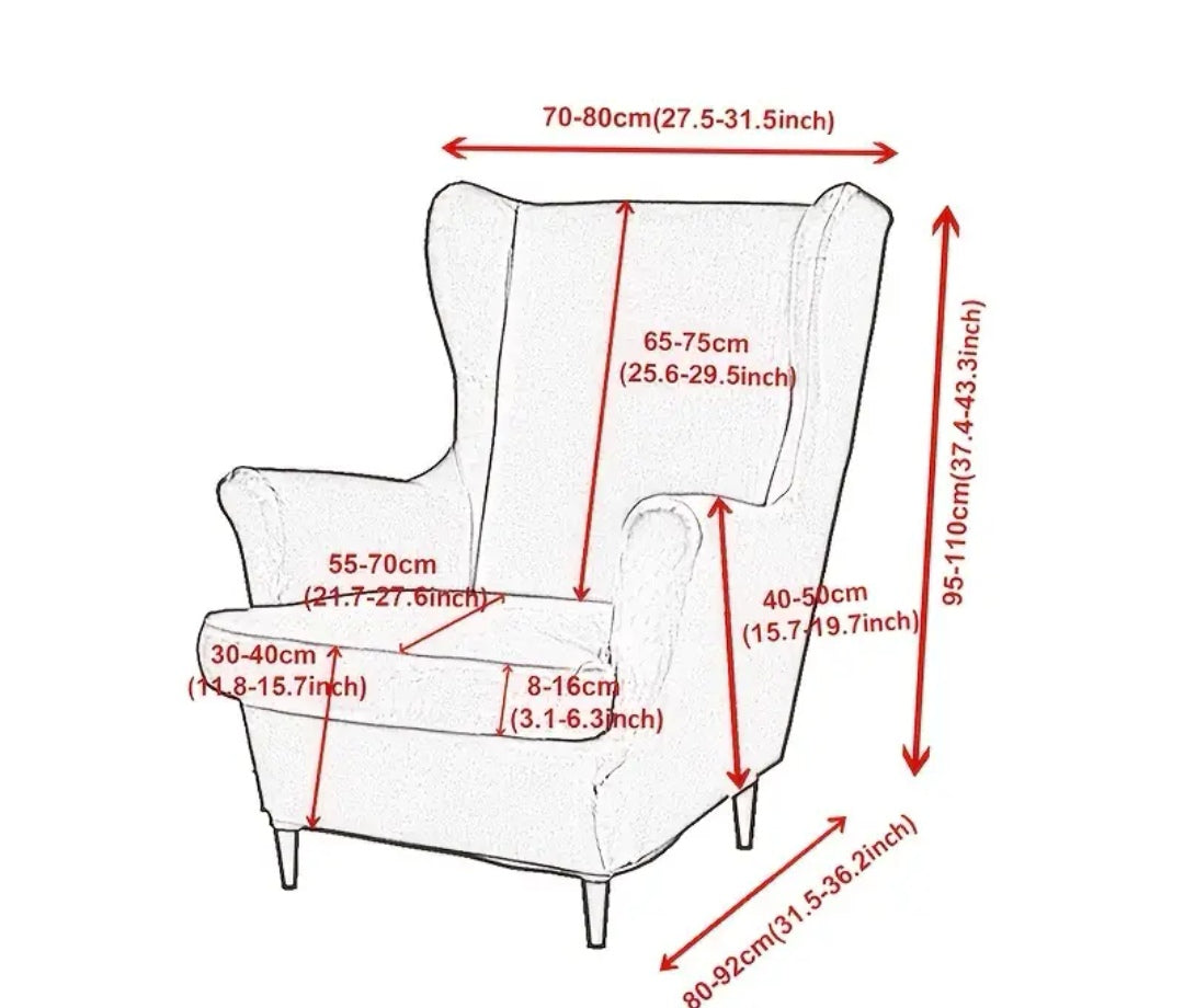 Velvet wingback slipcover