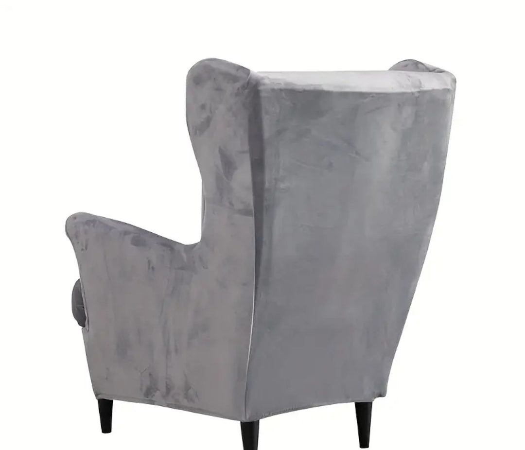 Velvet wingback slipcover