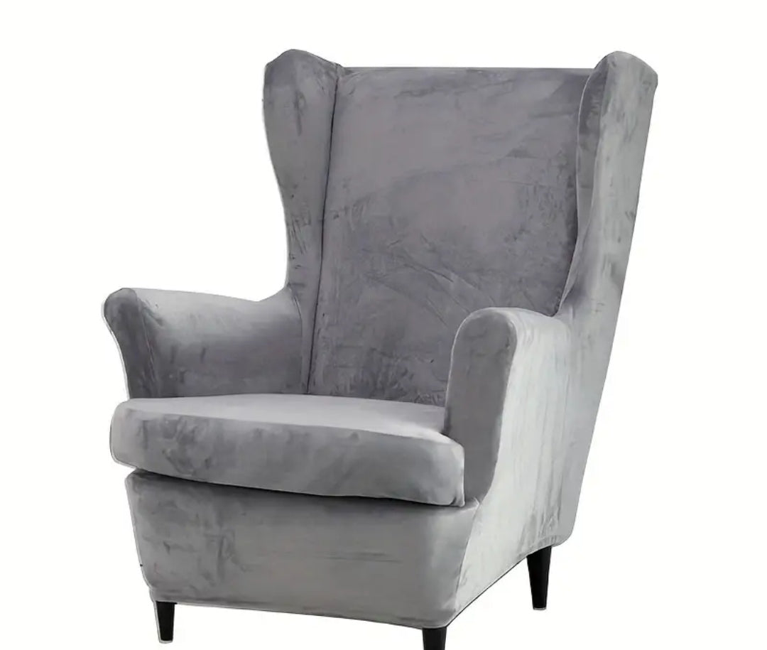 Velvet wingback slipcover