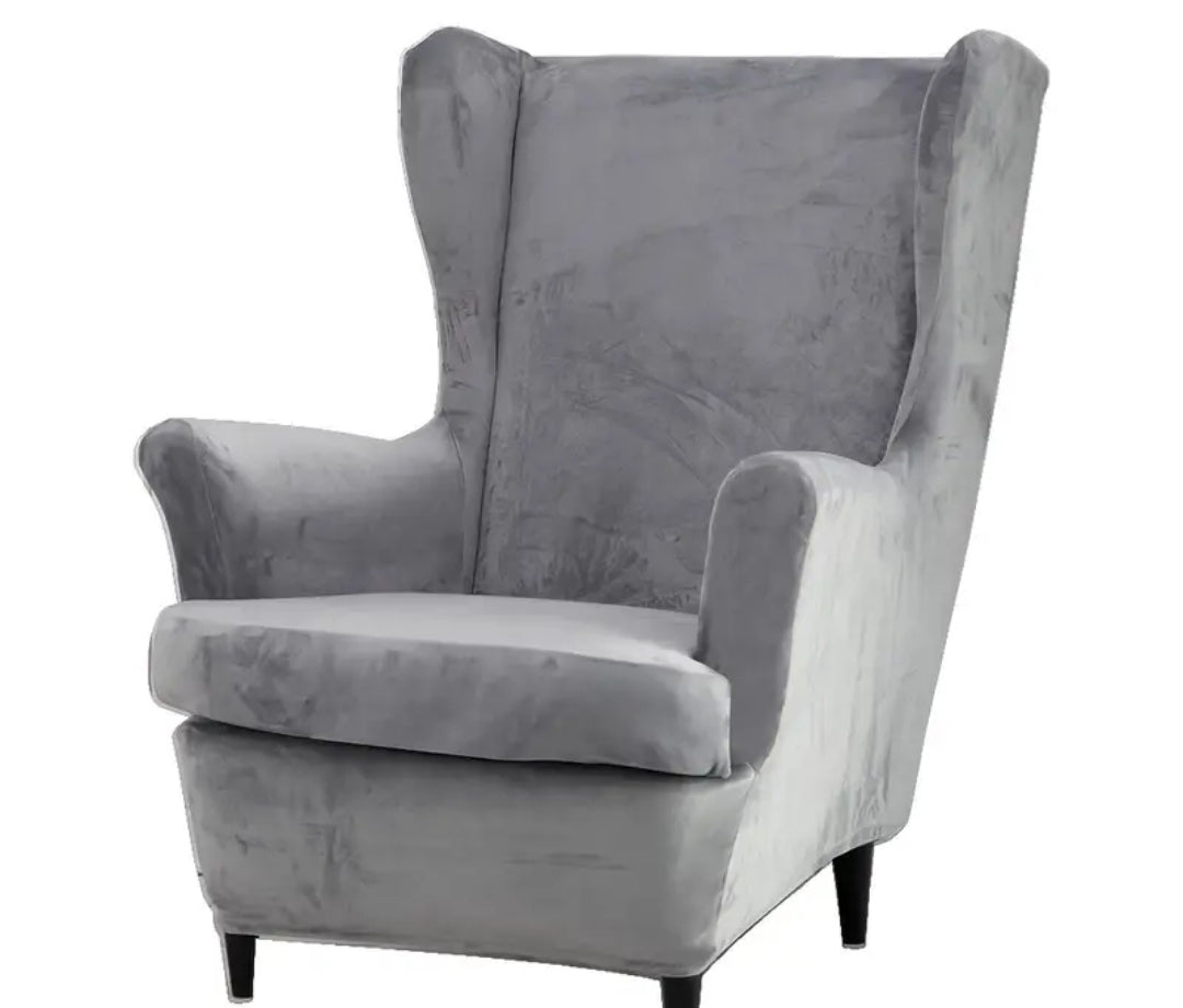 Velvet wingback slipcover