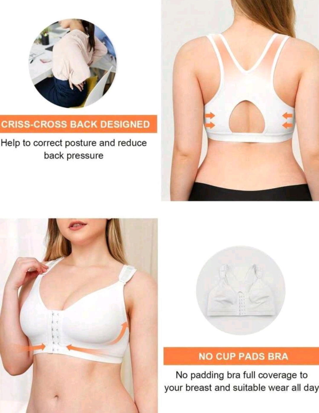 Front closure, postoperative bra