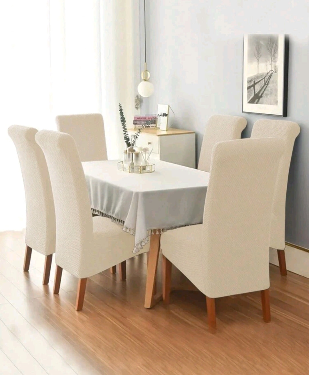 Universal high stretch dining chair slipcover