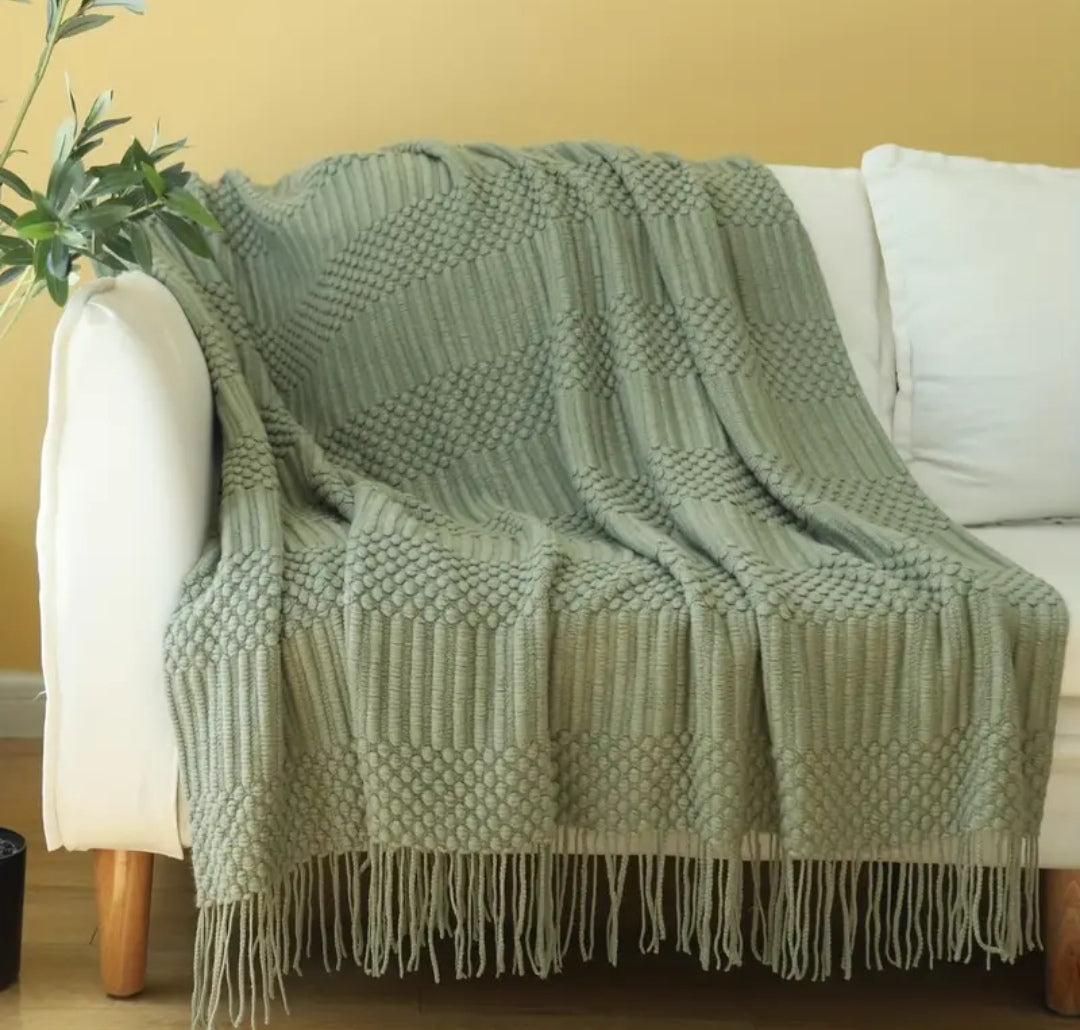 Textured Knitted Throw Blanket