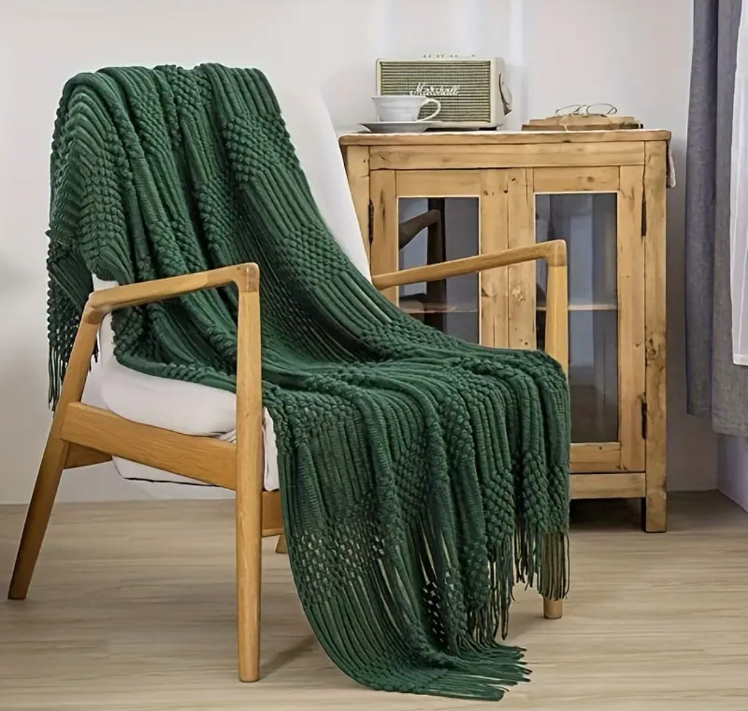 Textured Knitted Throw Blanket