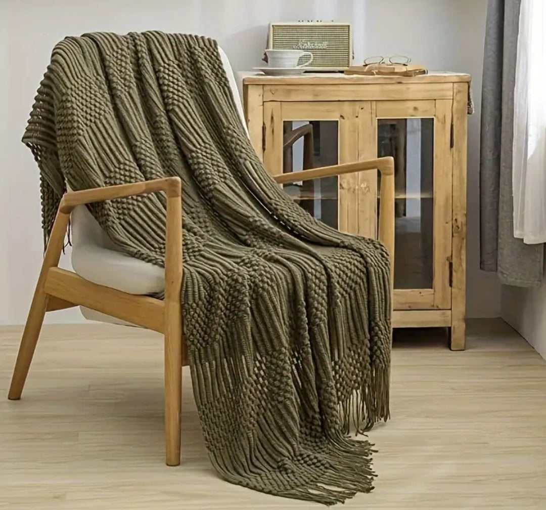 Textured Knitted Throw Blanket